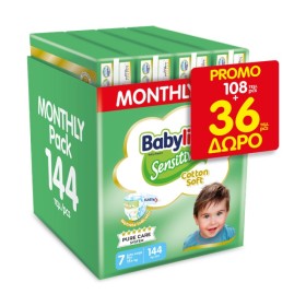 BABYLINO Promo Sensitive Monthly Pack Promo No.7 Extra Large Plus (15+kg) Βρεφικές Πάνες 144 Τεμάχια