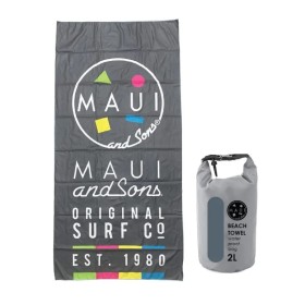 Maui & Sons Πετσέτα Θαλάσσης Microfiber με Σχέδιο 90x180cm & Αδιάβροχη Θήκη Γκρι Original Surf 1 Σετ Maui & Sons Πετσέτα Θαλάσσης Microfiber με Σχέδιο 90x180cm & Αδιάβροχη Θήκη Γκρι Original Surf 1 Σετ