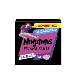PAMPERS Ninjamas Monthly Pack Pyjama Pants Πάνες Βρακάκι για Κορίτσια 8-12 ετών (27-43kg) 54τμχ [Monthly Box]