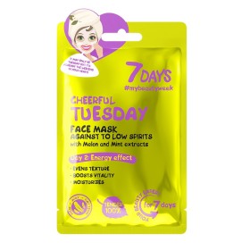 7days Mb Cheerful Tuesday Sheet Mask Μάσκα Αναζωογόνησης με Πεπόνι & Μέντα 28g