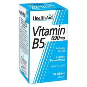 HEALTH AID Vitamin B5 690mg Παντοθενικό Οξύ Βραδείας Αποδέσμευσης 30 Δισκία