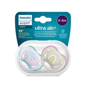 Philips Avent Ultra Air Πιπίλες Σιλικόνης Ήλιος & Ουράνιο Τόξο 0-6m Λιλά - Πράσινο 2 Τεμάχια (Scf085/59)