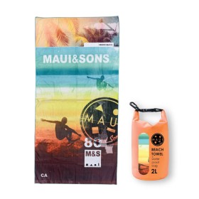 Maui & Sons Πετσέτα Θαλάσσης Microfiber με Σχέδιο σε Αδιάβροχη Θήκη Venice Beach 90x180cm