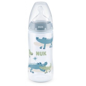 NUK First Choice+ Πλαστικό PP Μπιμπερό Θηλή Σιλικόνης Medium 6-18m Μπλε Κροκοδειλάκια 300ml [10.741.940]