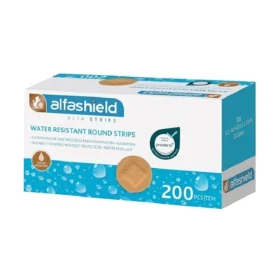 Alfashield Alfaplast Strips Water Resistant Round Strips Αδιάβροχα Αποστειρωμένα Αυτοκόλλητα Επιθέματα 9x20cm 200 Τεμάχια