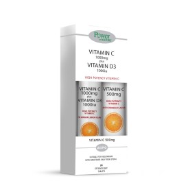 POWER HEALTH Vitamin C 1000mg Vitamin D3 1000iu Stevia 20 Αναβράζοντα Δισκία & Δώρο Vitamin C 500mg 20 Αναβράζοντα Δισκία