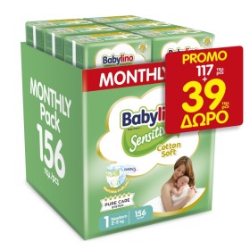 BABYLINO Promo Sensitive Monthly No.1 Newborn (2-5kg) Βρεφικές Πάνες 156 Τεμάχια