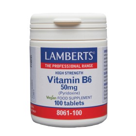 Lamberts Β6 -50mg (Pyridoxine) Συμπλήρωμα με Βιταμίνη Β6 κατά της Κατακράτησης Υγρών 100 Ταμπλέτες
