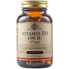 SOLGAR Vitamin D3 400 IU 100 Μαλακές Κάψουλες
