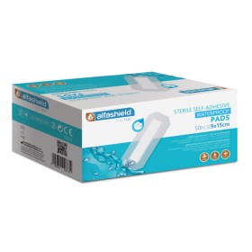 Alfashield Sterile Self-Adhesive Waterproof Pads 9cmx15cm Αποστειρωμένα Αυτοκόλλητα Αδιάβροχα Επιθέματα 50 Τεμάχια