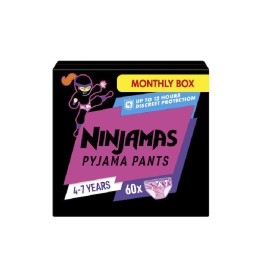 PAMPERS Ninjamas Monthly Pack Pyjama Pants Πάνες Βρακάκι για Κορίτσια 4-7 Ετών (17-30kg) 60τμχ [MONTHLY BOX]