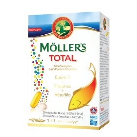 MOLLERS Total Ωμέγα 3 - Βιταμίνες - Μέταλλα 28 Κάψουλες & 28 Ταμπλέτες