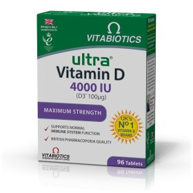 VITABIOTICS Ultra Vitamin D 4000iu Maximum Strength  Συμπλήρωμα με Βιταμίνη D για Ενίσχυση των Οστών, Μυών & του Ανοσοποιητικού 96 Ταμπλέτες