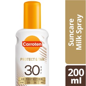 Carroten Tan & Protect Suncare Milk Spray Spf30 Αντηλιακό Προσώπου & Σώματος για Γρήγορο Μαύρισμα 200ml