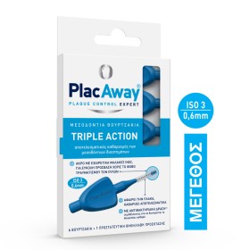 Plac Away Μεσοδόντια Βουρτσάκια 0.6mm Μπλε 6 Τεμάχια