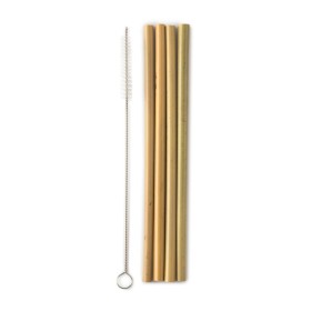 THE HUMBLE CO  Bamboo Straws Καλαμάκια Μπαμπού & Βουρτσάκι Καθαρισμού 4 Τεμάχια