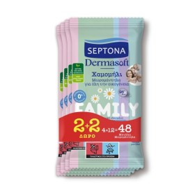 SEPTONA Promo Dermasoft Family Wipes Μαντηλάκια με Χαμομήλι 4x12 Tεμάχια (2+2 Δώρο)