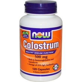 NOW Colostrum 500mg Συμπλήρωμα με Πρωτόγαλα για Ενίσχυση του Ανοσοποιητικού & του Γαστρεντερικού Συστήματος 120 Μαλακές Κάψουλες