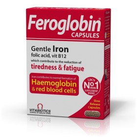 VITABIOTICS Feroglobin Συμπλήρωμα με Σίδηρο Βραδείας Αποδέσμευσης 30 Κάψουλες