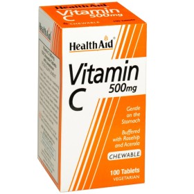 HEALTH AID Vitamin C 500mg  Συμπλήρωμα με Βιταμίνη C σε Μασώμενα Δισκία 100 Τεμάχια