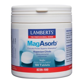 Lamberts Mag asorb Συμπλήρωμα με Μαγνήσιο Υψηλής Απορρόφησης 180 Ταμπλέτες Lamberts Mag asorb Συμπλήρωμα με Μαγνήσιο Υψηλής Απορρόφησης 180 Ταμπλέτες