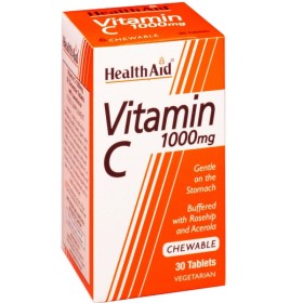HEALTH AID Vitamin  C 1000MG Chewable Orange Flavour Βιταμίνη C σε Μασώμενη Μορφή 30 Ταμπλέτες