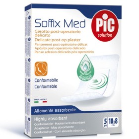 PIC SOLUTION Soffix Med Self-Adhesive Postoperative Pad 10cm x 8cm 5 Pieces