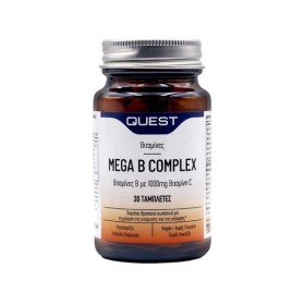Quest Mega B Complex +c 1000mg Συμπλήρωμα με Βιταμίνες Β & C για Άγχος & Έντονο Τρόπο Ζωής 30 Ταμπλέτες Quest Mega B Complex +c 1000mg Συμπλήρωμα με Βιταμίνες Β & C για Άγχος & Έντονο Τρόπο Ζωής 30 Ταμπλέτες