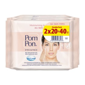 Pom Pon Promo Moisturizing & Relaxing Face & Eyes Hyalouronic Acid 100% Cotton Wipes Μαντήλια Ντεμακιγιάζ 2x20 Τεμάχια Pom Pon Promo Moisturizing & Relaxing Face & Eyes Hyalouronic Acid 100% Cotton Wipes Μαντήλια Ντεμακιγιάζ 2x20 Τεμάχια