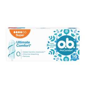 O.B.procomfort Super Ταμπόν με Μοναδικό Κάλυμμα Silktouch™ & Τεχνολογία Dynamicfit™ με Τρισδιάστατη Δομή για Ημέρες με Μεγάλη Ροή 16 Τεμάχια