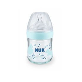 NUK Nature Sense Blue With Animals Baby Bottle for 0-6m+ with Silicone Teat (S) Temperature Control 120ml (10.747.112)