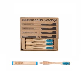 BOOBAM Brush X-Change Toothbrush Soft Blue with Handle 4 Pieces