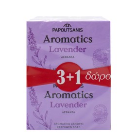 PAPOUTSANIS Promo Soap Bar Aromatics Lavender Λεβάντα 4x100g [3+1 Δώρο]