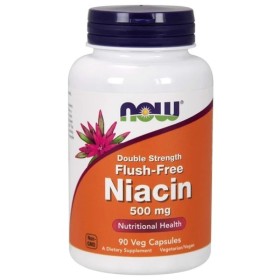 NOW Niacin Flush-Free 2X 500mg Supplement for the Proper Functioning of the Organism Niacin (Vitamin B3) 90 Softgels