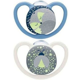 Nuk Space Night Boy Μπλε Γατούλα & Μέλισσα Πιπίλα Σιλικόνης 0-6 Μηνών 2 Τεμάχια [10730579]