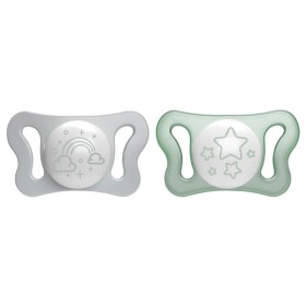 Chicco Physioforma Micro Πιπίλα Νυκτός Γκρι-Πράσινο 0-2m+ 2 Τεμάχια