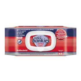 Wet Hankies Εxtra Safe Antibacterial Αντιβακτηριδιακά Μαντηλάκια Χεριών 63 Τεμάχια Wet Hankies Εxtra Safe Antibacterial Αντιβακτηριδιακά Μαντηλάκια Χεριών 63 Τεμάχια