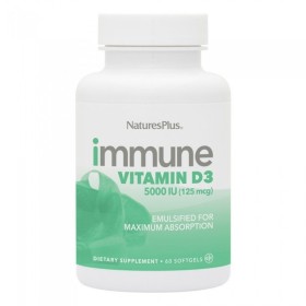 NATURES PLUS Immune Vitamin D3 5000IU (125mcg) Συμπλήρωμα με Βιταμίνη D3 60 Μαλακές Κάψουλες