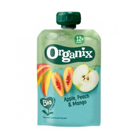 Organix Bio Φρουτοπολτός Μήλο & Ροδάκινο & Μάνγκο από 12m+ 100g