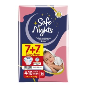 BABYLINO Kids Pants Safe Nights Girl Παιδικό Απορροφητικό Εσώρουχο Μιας Χρήσης 4-10 Ετών 20-35kg 7+7 Τεμάχια