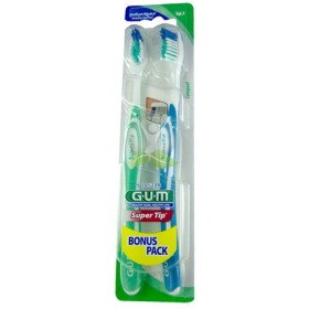 GUM 1463 Super Tip Compact Medium Οδοντόβουρτσα 2 Τεμάχια (1+1 Δώρο)