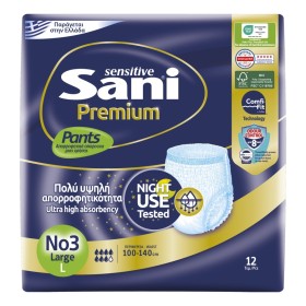 Sani Sensitive Premium Pants Ελαστικό Εσώρουχο Ακράτειας N3 Large 12 Τεμάχια Sani Sensitive Premium Pants Ελαστικό Εσώρουχο Ακράτειας N3 Large 12 Τεμάχια