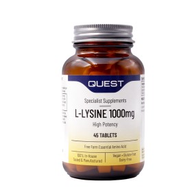 QUEST L-Lysine 1000mg Cold Sore Supplement & Immune Booster 45 Tablets