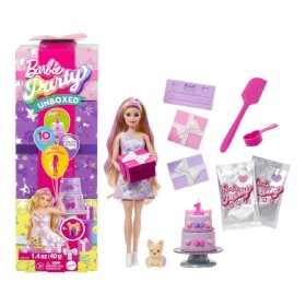 Mattel Barbie Party Unboxed Reveal Κούκλα Ξανθία με Γαλλικό Μπουλντόγκ για 3+ Ετών