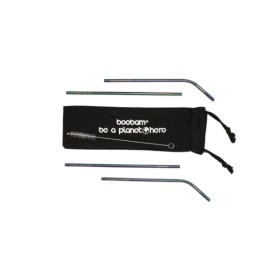 Boobam Straw Metal Titanium Colorful Μεταλλικά Καλαμάκια 4 Τεμάχια