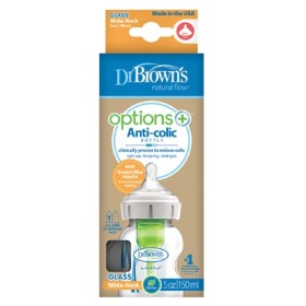 DR BROWNS Options+ Anti-Colic Wide Neck Glass Baby Bottle & Silicone Nipple 150ml