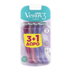 GILLETTE Venus 3 Color Disposable Body Razors with 3 Blades & Lubricating Tape 4 Pieces