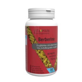 Vitamain Berberine Berberis Aristata 750mg Συμπλήρωμα για Σάκχαρο & Χοληστερόλη & Μεταβολισμό 30 κάψουλες Vitamain Berberine Berberis Aristata 750mg Συμπλήρωμα για Σάκχαρο & Χοληστερόλη & Μεταβολισμό 30 κάψουλες