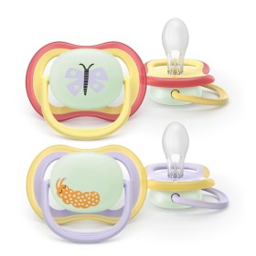 Philips Avent Ultra Air Ορθοδοντική Πιπίλα Νυκτός 0-6m για Κορίτσι 2 Τεμάχια [SCF376/25]