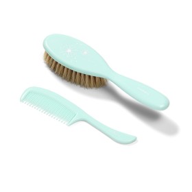 BABYONO Hairbrush & Comb Natural Soft Bristle Μαλακή Φυσική Βούρτσα & Χτένα Μέντα 0m+ 2 Τεμάχια